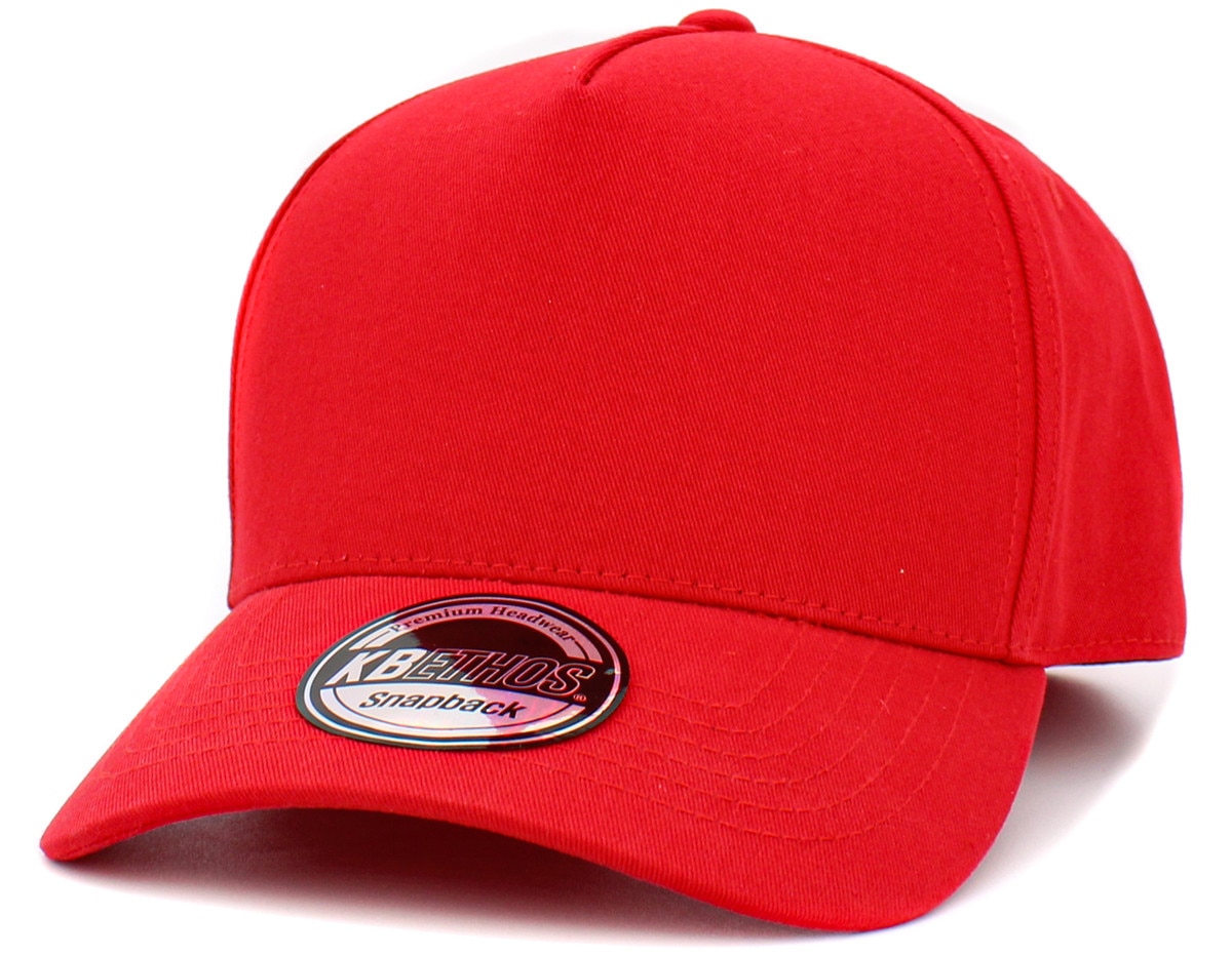 Red Baseball 5 Panel Cap Front Side View